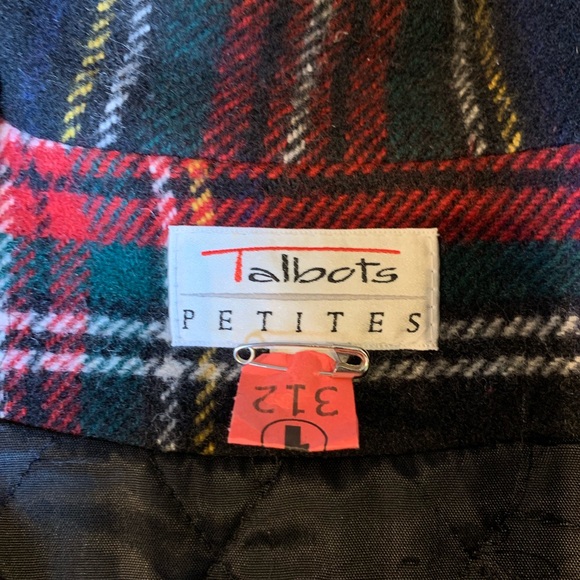 TALBOTs Classic Wool Blazer Jacket Leather Buttons Vintage Petite Medium - Picture 3 of 9